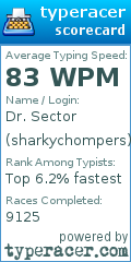 Scorecard for user sharkychompers