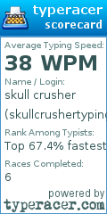 Scorecard for user skullcrushertyping