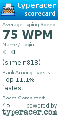 Scorecard for user slimein818
