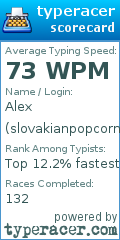 Scorecard for user slovakianpopcorn