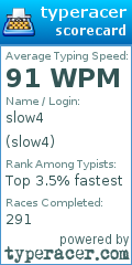 Scorecard for user slow4