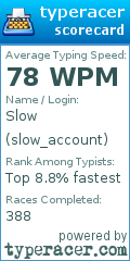 Scorecard for user slow_account
