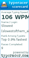 Scorecard for user slowestofthem_all
