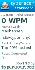 Scorecard for user slowtyperfishy
