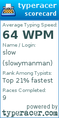 Scorecard for user slowymanman