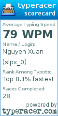 Scorecard for user slpx_0