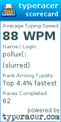 Scorecard for user slurred