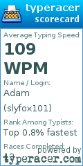 Scorecard for user slyfox101