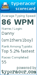 Scorecard for user sm1thers1boy
