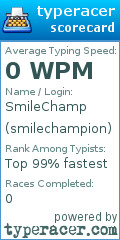 Scorecard for user smilechampion