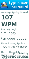 Scorecard for user smudge_pudge