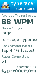 Scorecard for user smudge_typeracer