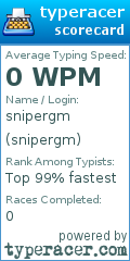 Scorecard for user snipergm