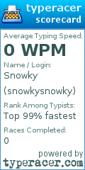 Scorecard for user snowkysnowky