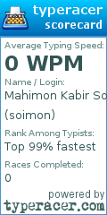 Scorecard for user soimon