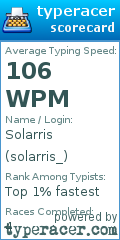 Scorecard for user solarris_