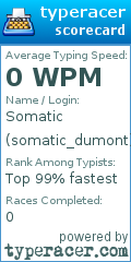 Scorecard for user somatic_dumont