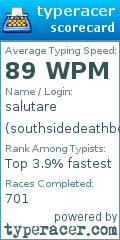 Scorecard for user southsidedeathboy