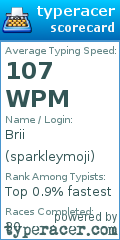 Scorecard for user sparkleymoji