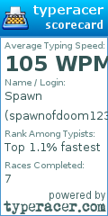 Scorecard for user spawnofdoom123