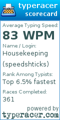Scorecard for user speedshticks