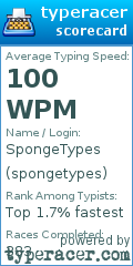 Scorecard for user spongetypes