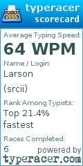 Scorecard for user srcii
