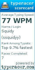 Scorecard for user ssquidyy