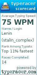 Scorecard for user stalin_complex