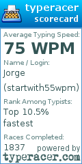 Scorecard for user startwith55wpm