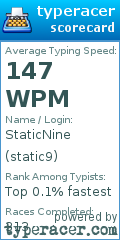 Scorecard for user static9