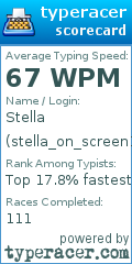 Scorecard for user stella_on_screen1312