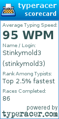 Scorecard for user stinkymold3