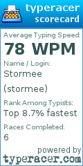 Scorecard for user stormee