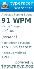 Scorecard for user str4tos