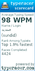 Scorecard for user sundid