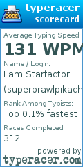Scorecard for user superbrawlpikachufan