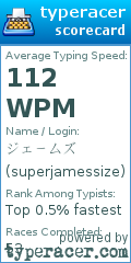 Scorecard for user superjamessize