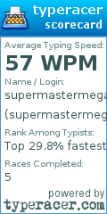 Scorecard for user supermastermegakaydenwuracer