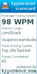 Scorecard for user superoceandude