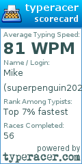 Scorecard for user superpenguin202