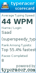 Scorecard for user superspeedy_typer