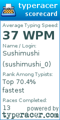 Scorecard for user sushimushi_0