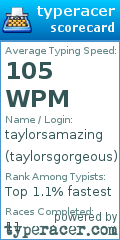 Scorecard for user taylorsgorgeous