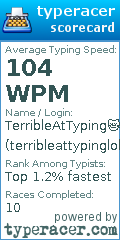 Scorecard for user terribleattypinglol