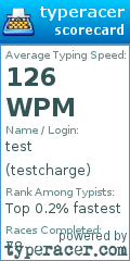 Scorecard for user testcharge