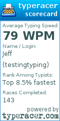 Scorecard for user testingtyping