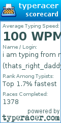 Scorecard for user thats_right_daddy