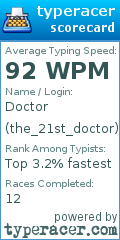 Scorecard for user the_21st_doctor