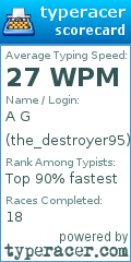 Scorecard for user the_destroyer95